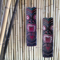 20 In. Tiki Mask Crazy Tongue Wood Art Decor
