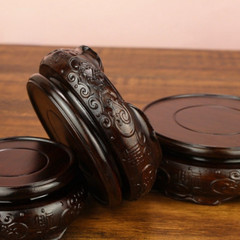 Ebony Wooden Base Embossed Bonsai Flowerpot Display Stand Pedestal Vintage Decor