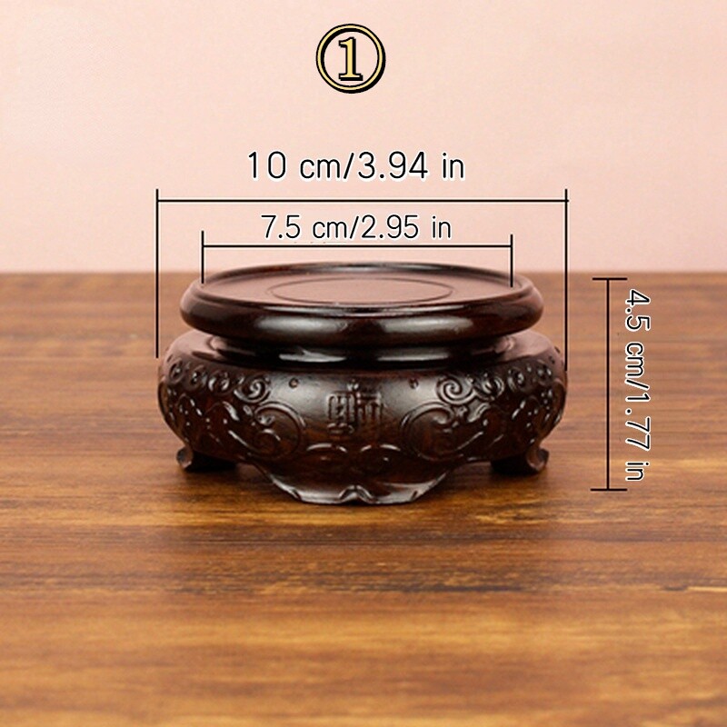Ebony Wooden Base Embossed Bonsai Flowerpot Display Stand Pedestal Vintage Decor