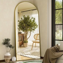 Full Length Floor Mount Mirror. Aluminum Alloy Frame Arch HD For Bedroom