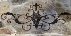 39 in Decor Tuscan Red Rustic Old World Scrolling Wall Grille Art Metal