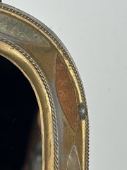 Moroccan Brass Mirror Copper Silver Arched Frame Wall Hanging 1970s VTG 5⅜»x3½»