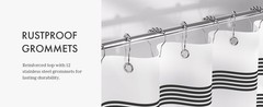 Shower Curtain, Washable Cloth Black Shower Curtain Sets with 12 Shower Curtain