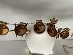 Wooden Lunar Phase Moon & Stars Boho Wall Hanging Decor 60” String Laser Craft