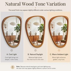 36″x24″ Organic Asymmetrical Mirror, Warm Walnut Solid Wood, Bathroom Vanity