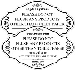 2Pcs Septic System Bathroom Sign, Do Not Flush Rules white-2pcs
