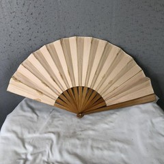 Vintage Large Romantic Garden Folding Decorative Fan Paper Wood Victorian Art