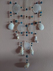 Windchime/Suncatcher-Blue Lapiz Natural Stone, Natural Shells & Capiz Shells