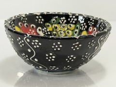 Vtg Turkish Hand Painted Small 3-1/8” x 1-3/8” Trinket Dish Condiment Bowl *EUC*