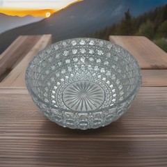 LARGE 9 1/4″ VTG Round Bowl AMC13 Lead Crystal Criss-Cross & Cane American Cut