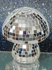 Mushroom Silver Disco Mosaic Tabletop Decor Extra Celestial