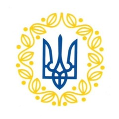 Coat of Arms of Ukraine Sticker | Tryzub Trident Oak Wreath Ukrainian Flag Color