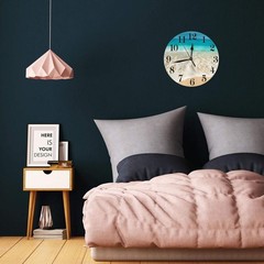 9.8 Inch Sea Beach Wall Clock, Silent Non Ticking Summer Ocean Theme Round Clock