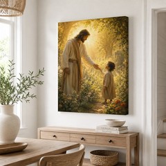 Jesus Reaching Out To Child Canvas Wall Art Christian Religious Print Faith Home