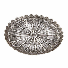 Kiddush Shabbat Plate a Yemenite Filigree Sterling Silver Plate Hanukkah Gift