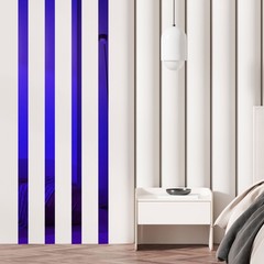 30 Pcs Striped Mirror Stickers, 1.57» x 11.8» Mirror Wall Stickers, Blue