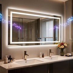 Smart Bluetooth LED Bathroom Mirror Backlight Wall Makeup Mirror Digital Display