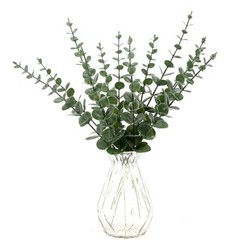 EZFLOWERY 12 Pcs Artificial Eucalyptus Leaves Stems Real Touch Green Leaf