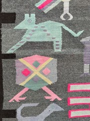 Vintage Beautiful Hand Woven Pictorial Figurative Peruvian Wool Weaving Tapestry