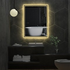 Rectangle Slim LED Bathroom Mirror Hanging Makeup Mirror Demister Sensor Switch