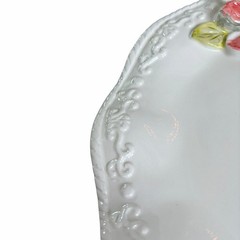 Corner Ruby Botanical Collection 3D Floral Bird Ceramic Catchall Dish 9in New