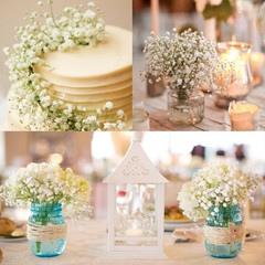 100 Pcs Artificial Baby’s Breath Flowers – Real Touch White Faux Gypsophila for