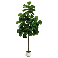 Artificial Fiddle Leaf Fig Tree 6FT – Large Fake Trees with White Planter, Tall