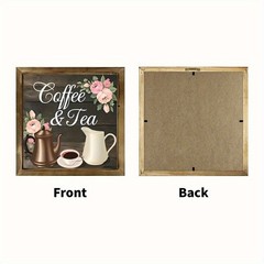 2D Rustic Coffee & Tea Wooden Wall Art Decor Vintage Farmhouse Sign Wall Hanging
