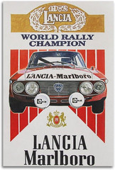 Vintage Rally Car Poster for Lancia Fulvia Coupe HF Decorative
