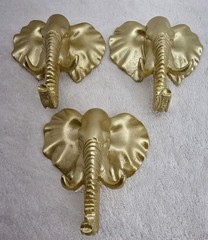 3pc Resin Animal Elephant Head Wall Hanging Hook Coat Rack Home Decor Nursery