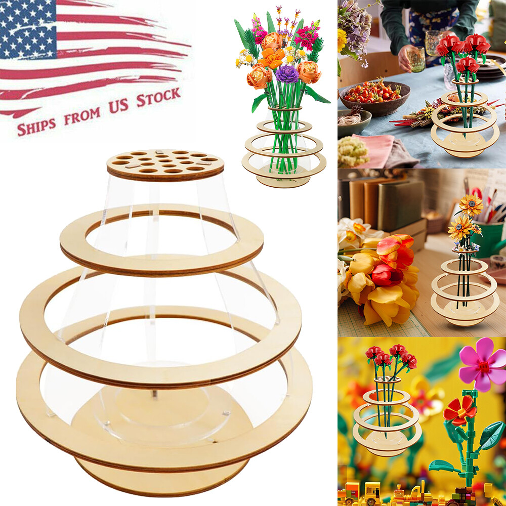 7 in Wooden Acrylic Puzzle Flower Vase Home Decoration for Bouquet Building Set