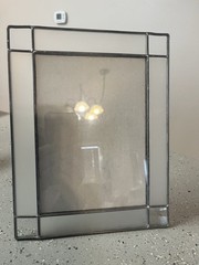 VTG Frosted Leaded Glass Picture Frame Vertical or Horizontal Holds 5×7 Photo