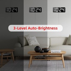 Digital Wall Clock with Large Display, Big Digits, Auto-Dimming, 12/24Hr Form…
