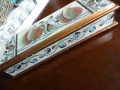 VTG Robert Weiss Peru Reverse Hand Painted hinged BOX 9″ x 2.5″ Original tag