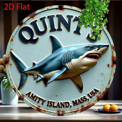 Shark Fishing Amity Island Metal Sign Vintage Coastal Beach House Decor