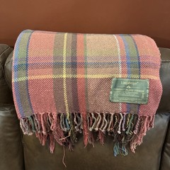 Vtg Longaberger Toboso Plaid Throw Dark Red Stadium Cotton Blanket 65″ x 75″