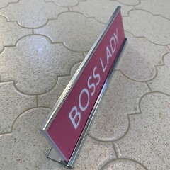 2″x 8″ Funny Joke Desk Name Plate Holder Set » Boss Lady » Custom Engraving Pink