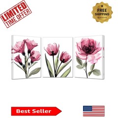 Water Resistant 3-Piece Floral Canvas Wall Art Set – 12×16» for Any Room