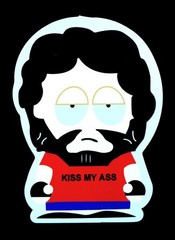 South Park Style Biker Character Vinyl Sticker Kiss My Ass 2.5in Decal