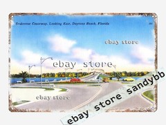 1930-45 Seabreeze Causeway, Daytona Beach, Florida tin sign apartment decorating