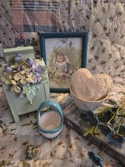 Lot Of Shabby Chic Style Picture Sham Birdhouse Book Box Tea Cup And More