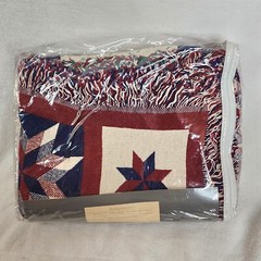 NEW Vintage Fieldcrest Lap Blanket 50×68 Country Patriotic Irregular Loom Woven