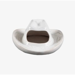 Ceramic Cowboy Hat Wall Pocket Vase Cream Western Boho Decor Embossed Scroll 9in