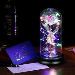 Galaxy Rose Enchanted Crystal Flower Dome Rose LED Light Up Rose Valentine’s Day