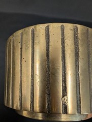 Vintage Solid Brass Cachepot Planter Bowl Ribbed Korean Brass Vessel
