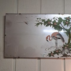 Framed Wall Mounted Rectangle Mirror Pink/Green Flamingo Floral 37×17 in