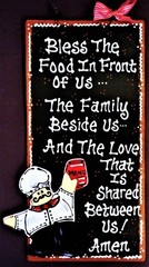 FAT CHEF Kitchen BLESSING PRAYER SIGN Wall Art Hanger Plaque Bistro Cucina Decor
