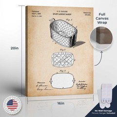 Laundry Room Décor, Patent Laundry Basket Canvas Print, Ready To Hang