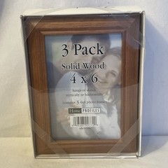 4×6 Picture Frames (Brown, 3 Pack) Solid Wood by Home Profiles Hangs or Stands