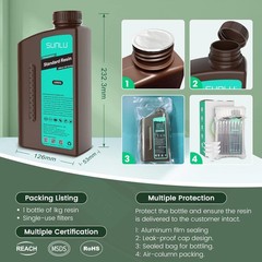 SUNLU 3D Printer Resin 1kg, Fast Curing Standard 3D Resin for LCD DLP SLA 3D Pri